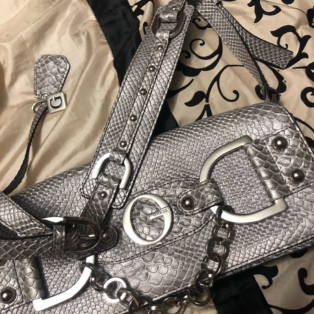 AUTHENTIC GUESS Silver Alligator Bag